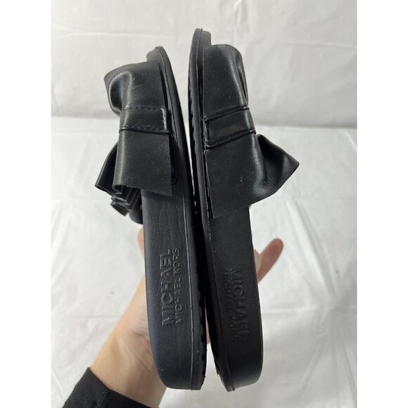 MIchael Kors Bella Leather Ruffle Slide Sandal Size 6 Black - Picture 9 of 12